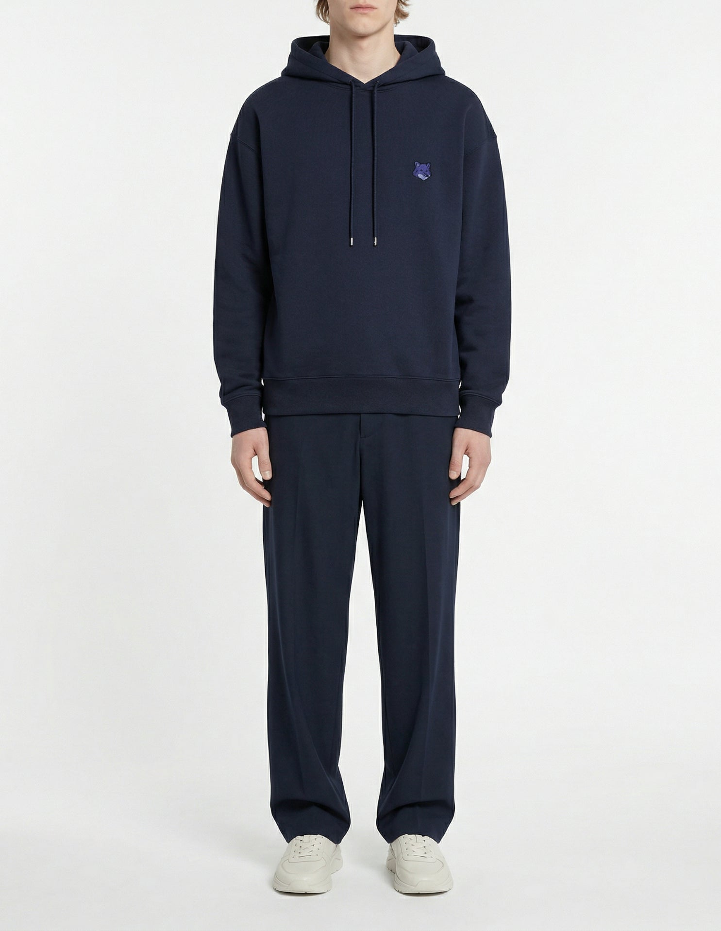 Bold Fox Head oversize hoody with crest - Deep Navy