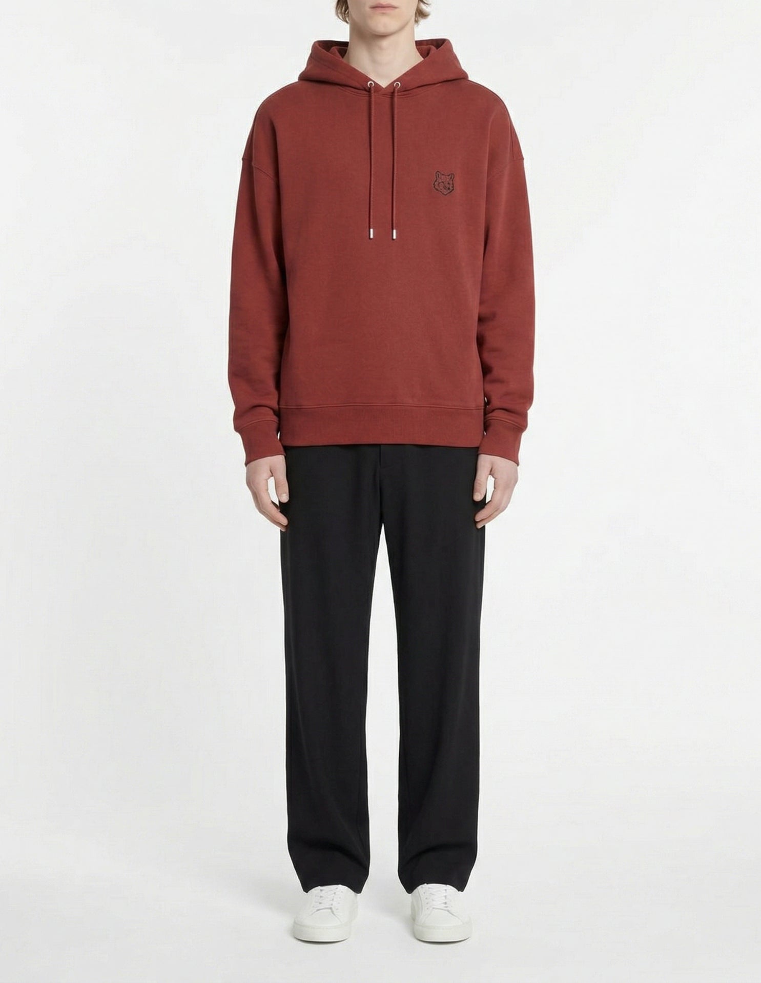 Sweat à capuche Bold Fox Head oversize avec écusson - Teak