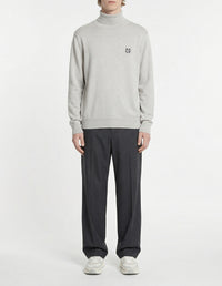 Wool badge turtleneck jumper - Light Grey Melange