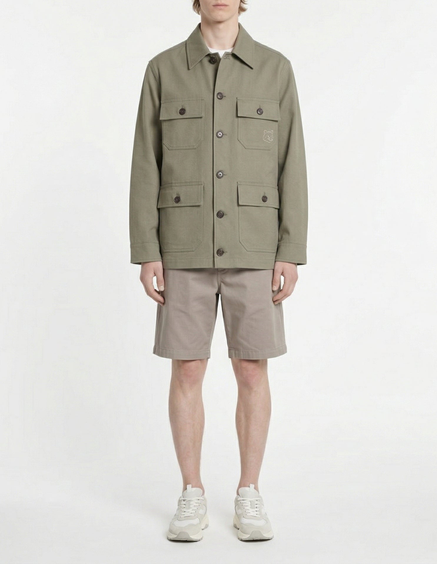 Button-front jacket with pockets - Pebble
