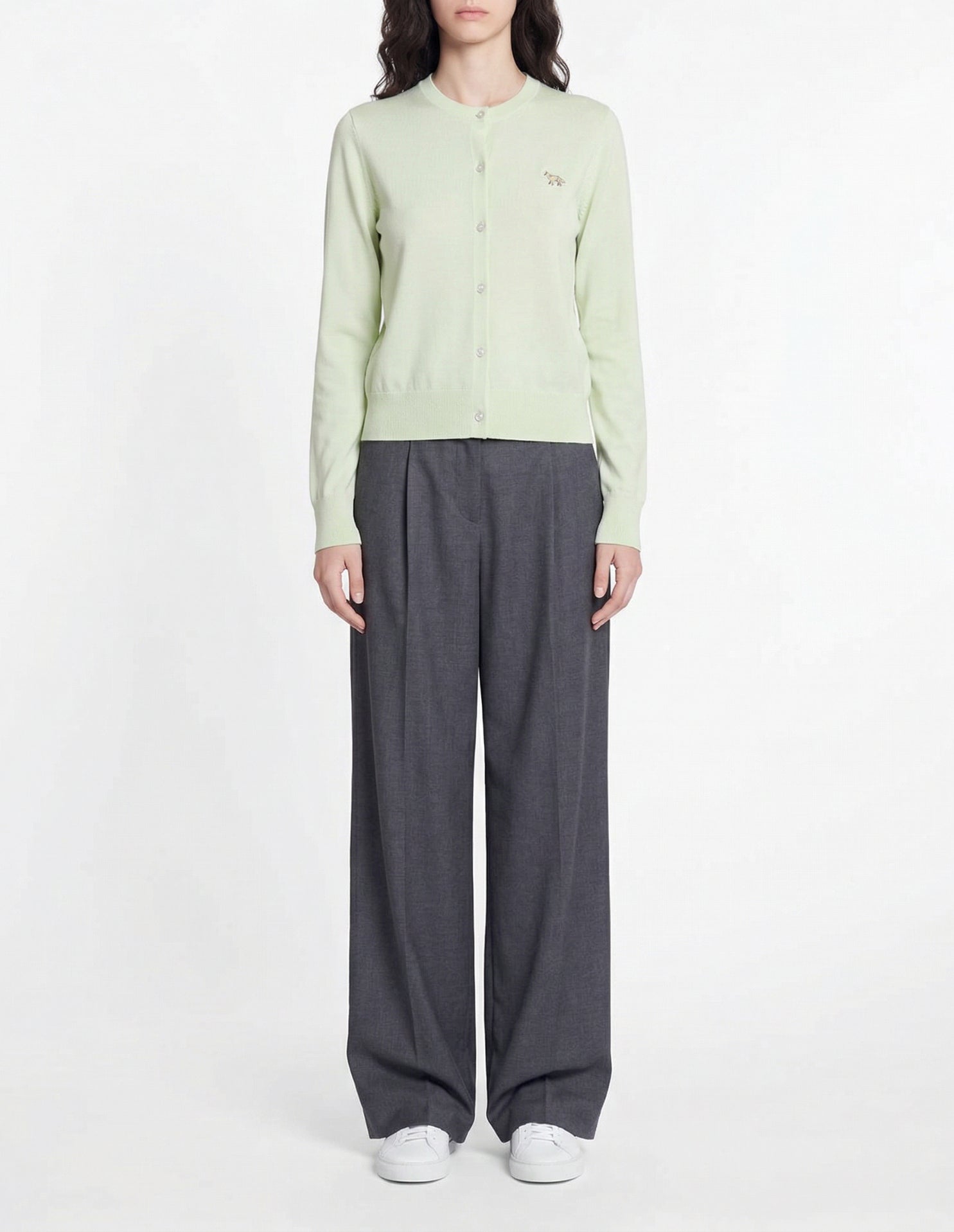 Baby Fox cardigan with embroidered wool badge - Lemonade