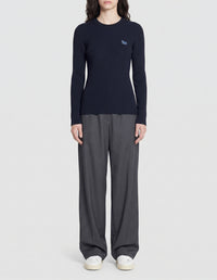 Baby Fox wool blend ribbed jumper - Navy