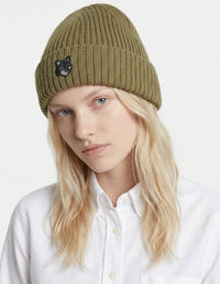 Hat with embroidered wool crest - Roast