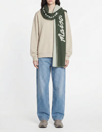 Maison Kitsuné logo scarf in wool - Bay Leaf