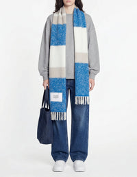 Écharpe rayée en laine - Pure Cashmere & Blue