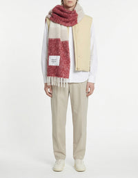 Striped wool scarf - Feather Beige & Mahogany
