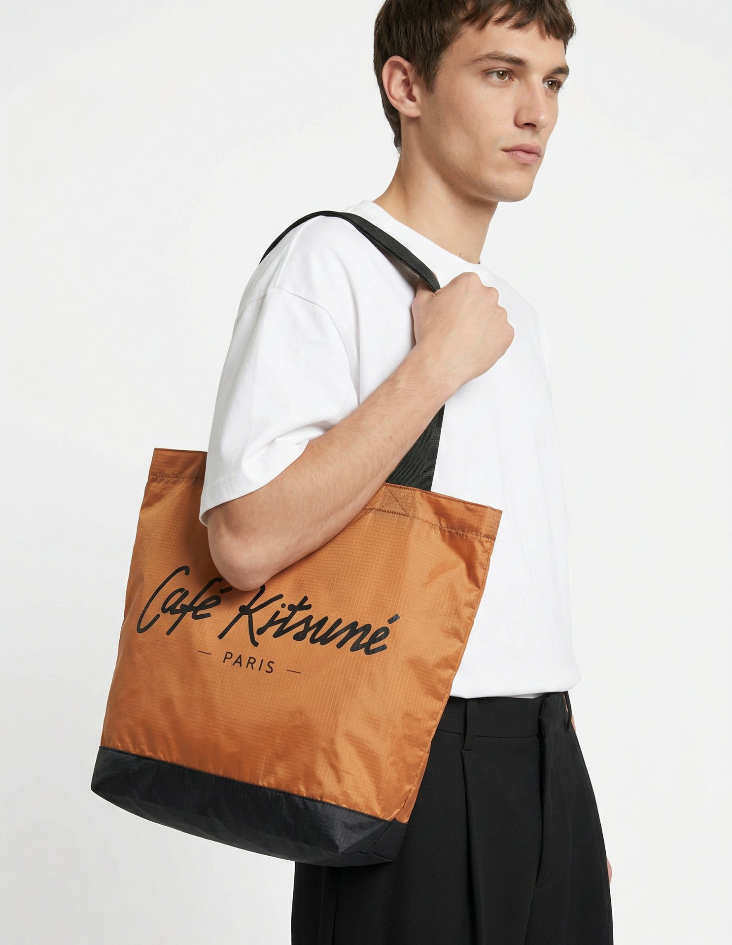 Café Kitsuné foldable shopping bag - Almond & Black