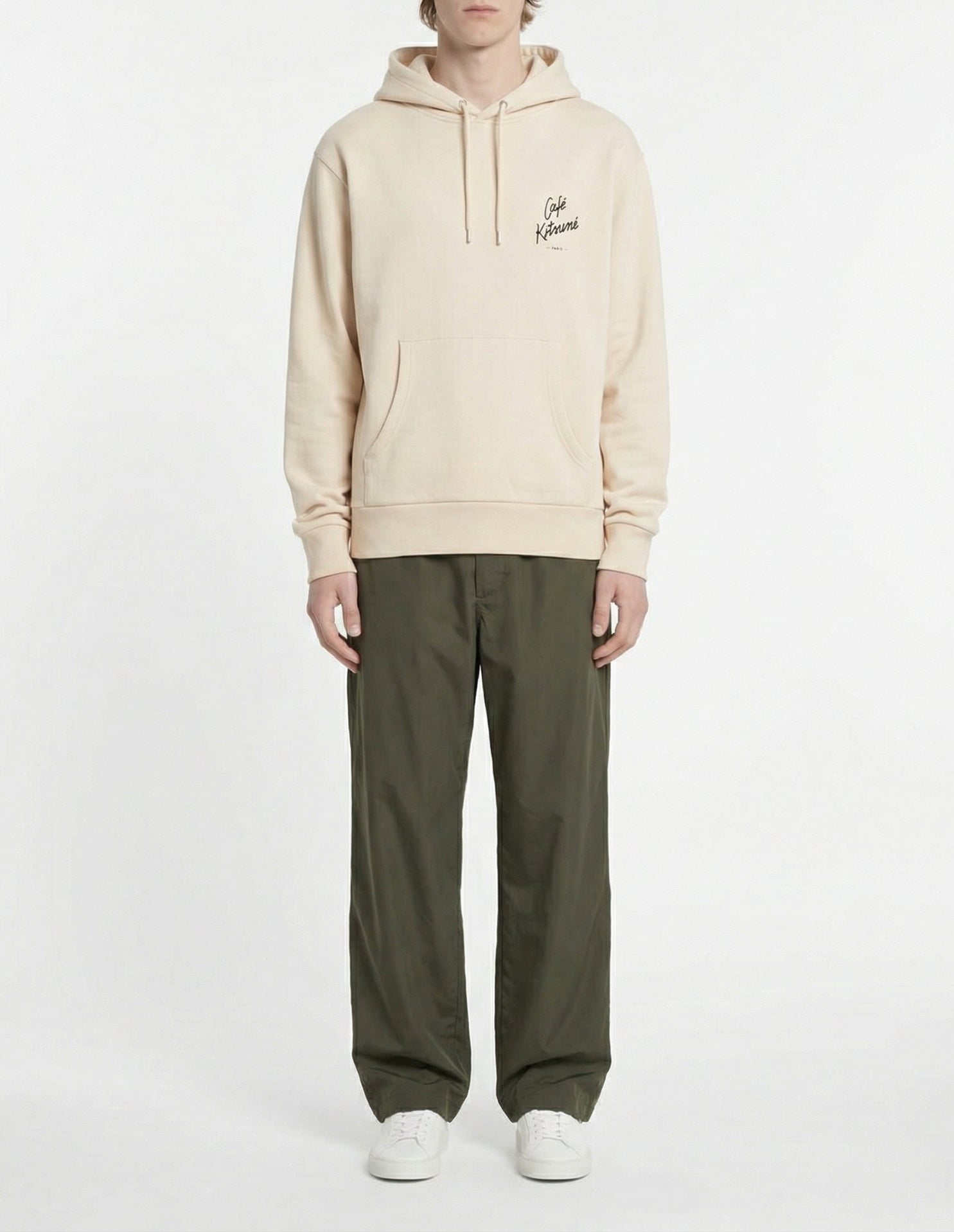 Sweat à capuche à logo Café Kitsuné - Latte
