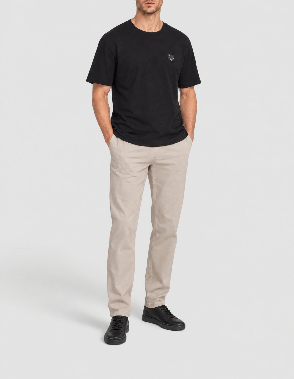 T-shirt oversize Bold Fox Head Fox avec écusson - Black
