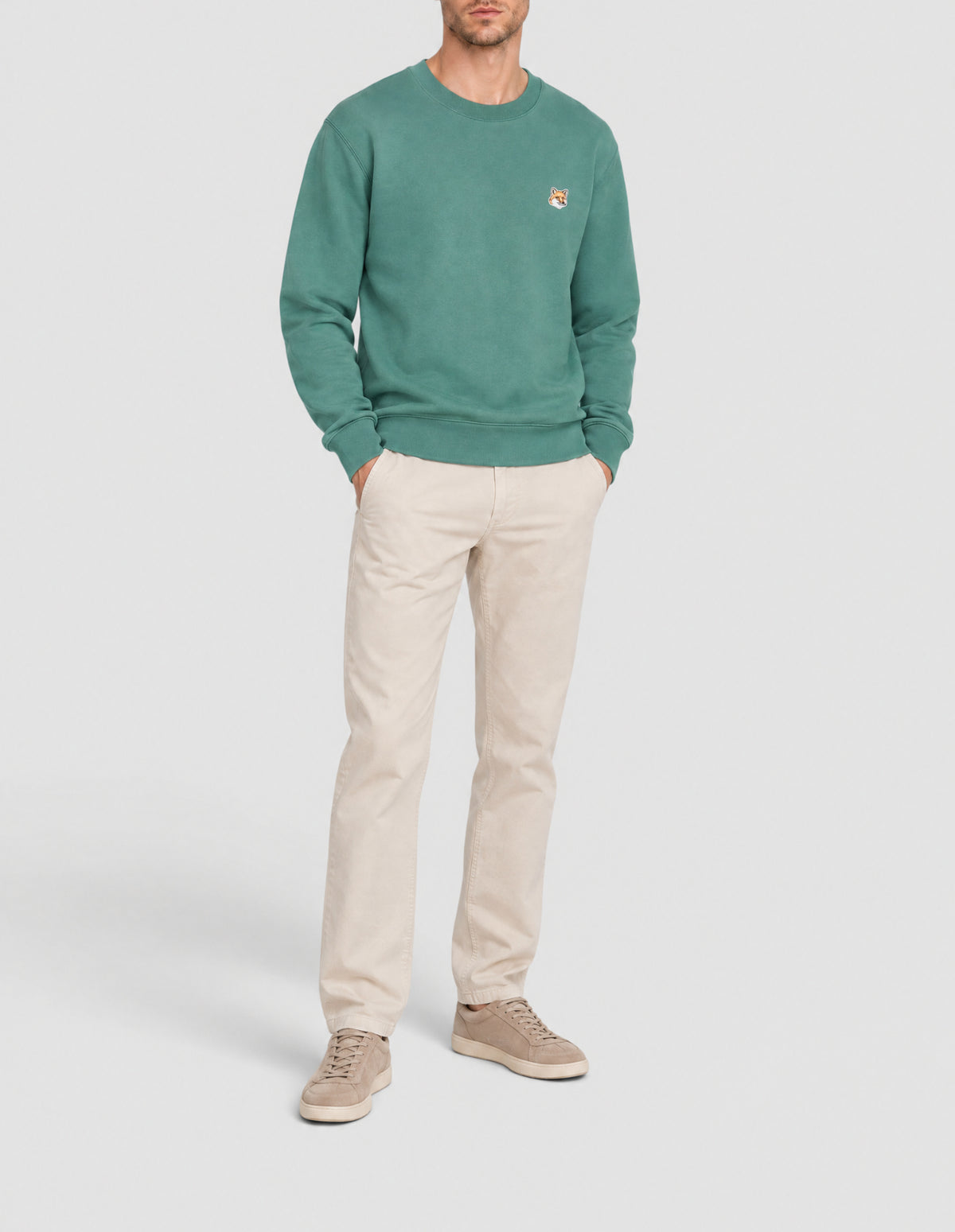 Pull à col rond Fox Head - Teal Grey