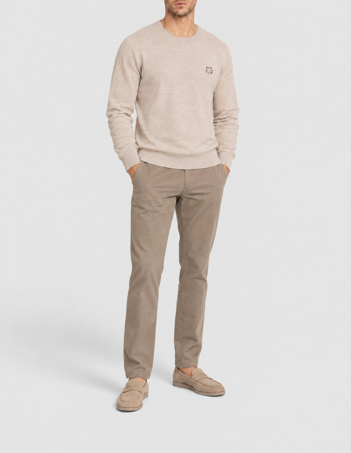Pull brodé avec écusson en laine - Marble