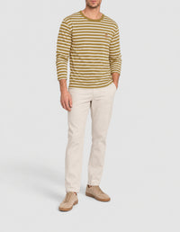 T-shirt à manches longues Chillax - Khaki Green Stripes