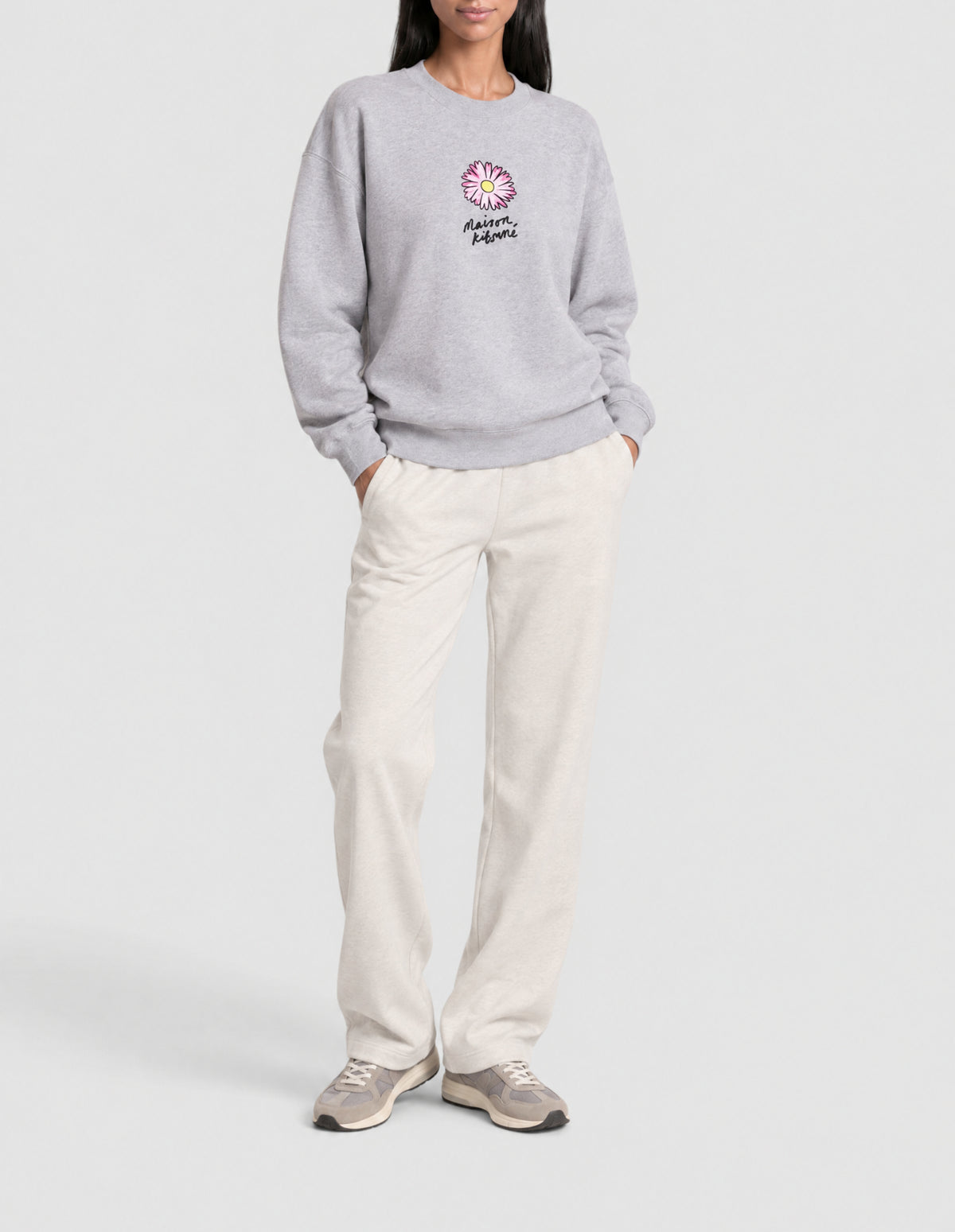 Pull à manches longues Floating Flower - Light Grey
