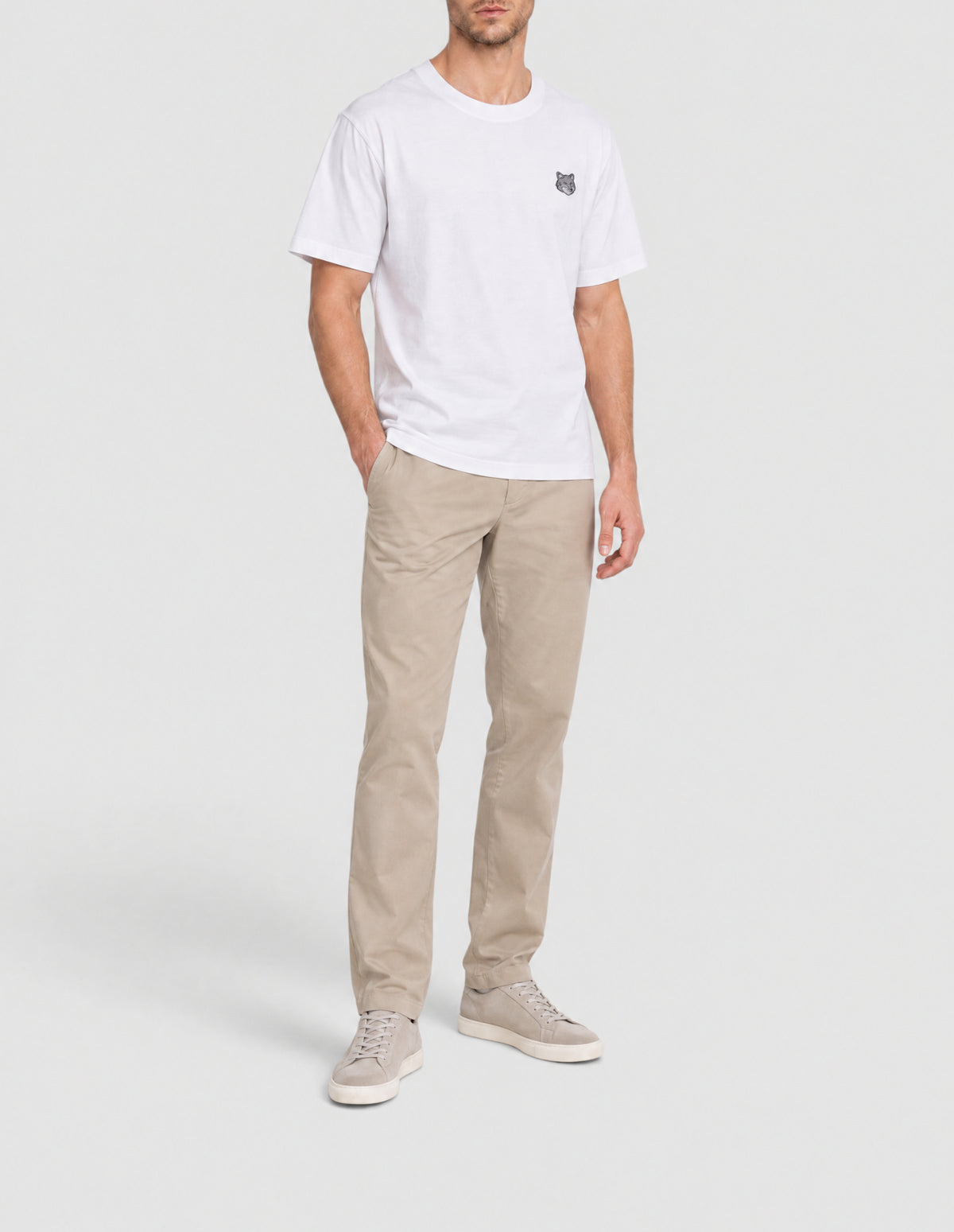T-shirt oversize Bold Fox Head avec écusson - White