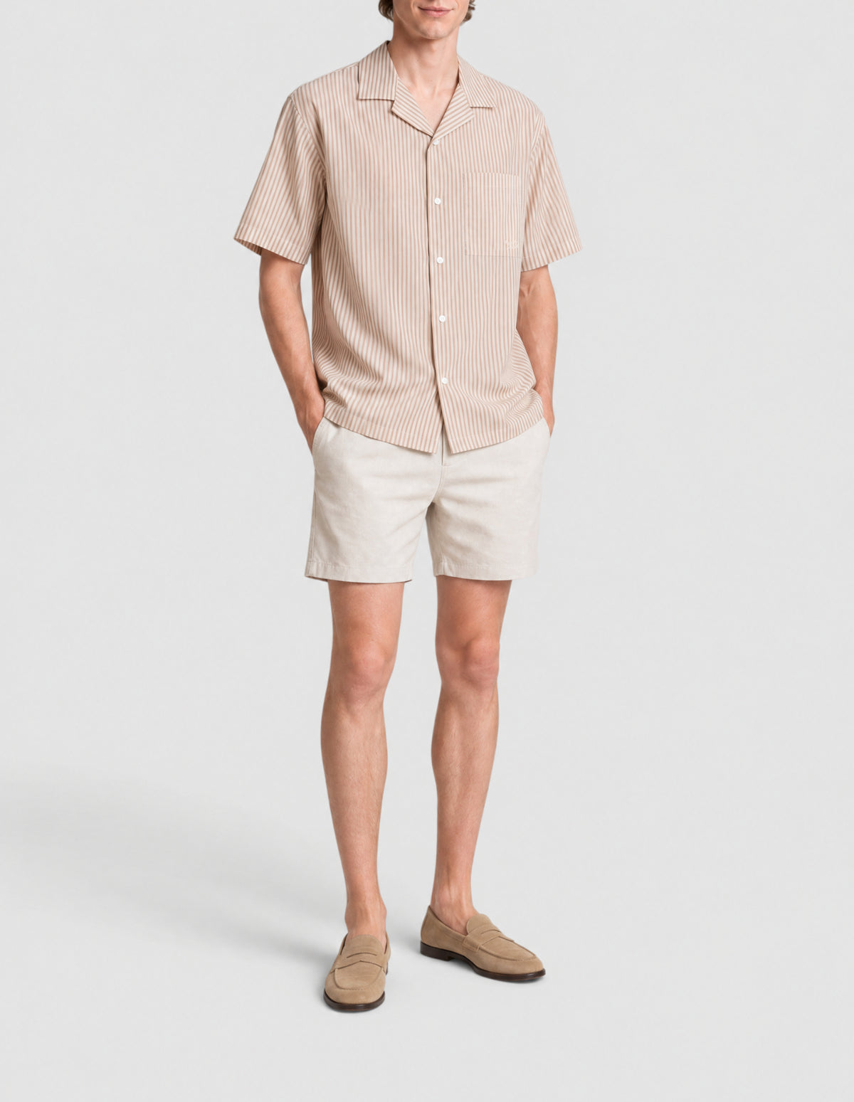 Chemise Resort à manches courtes - Noble Beige & Chipmunk