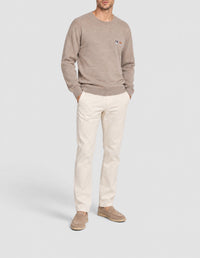 Pull avec écusson brodé en laine - Beige