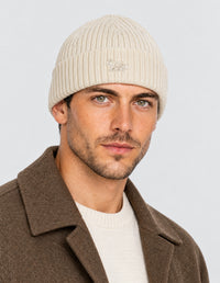 Bonnet avec écusson brodé en laine - Off-White