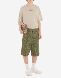 Oversized T-shirt with front print - Wheat
