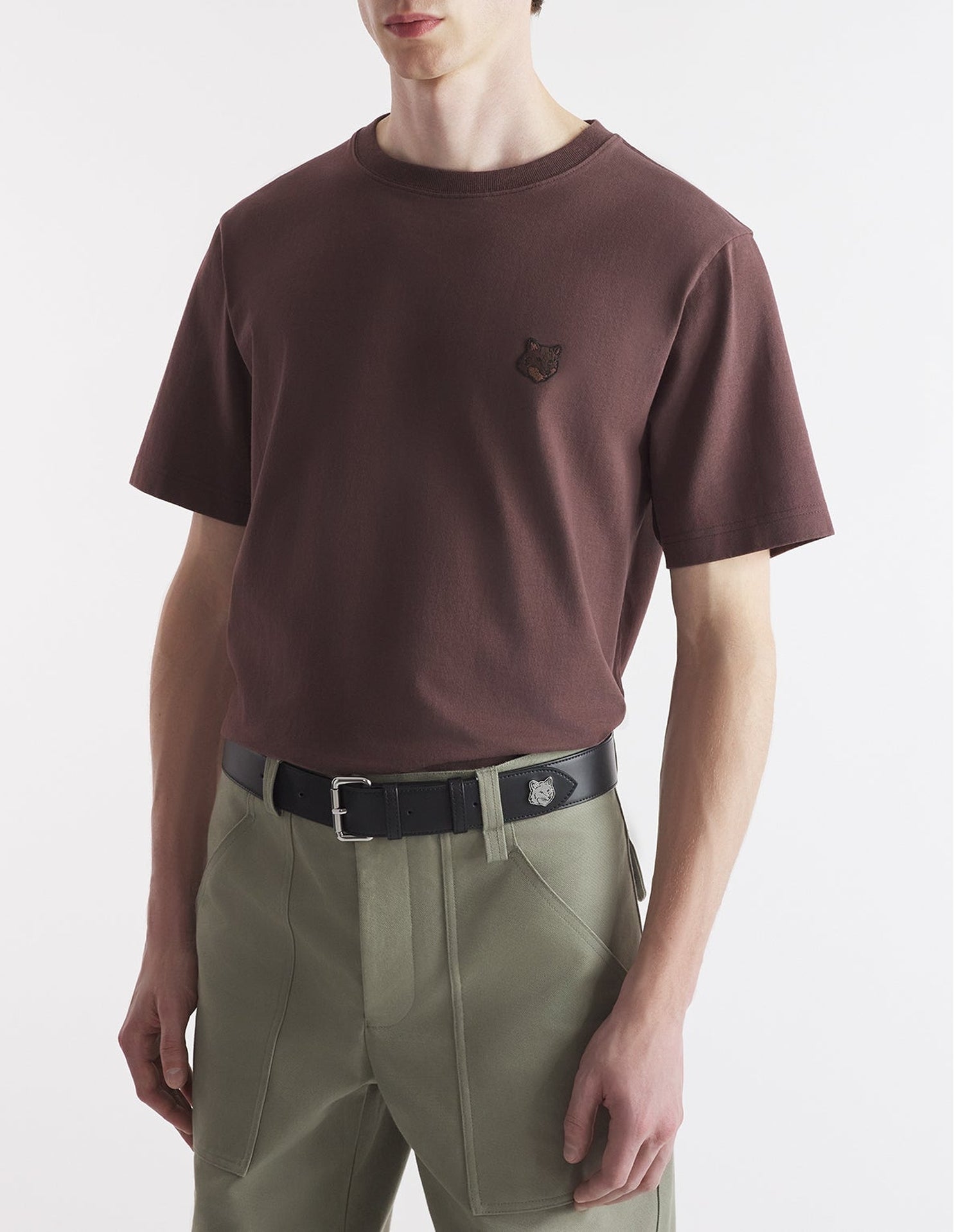 Bold Fox Head T-shirt with patch - Firewood