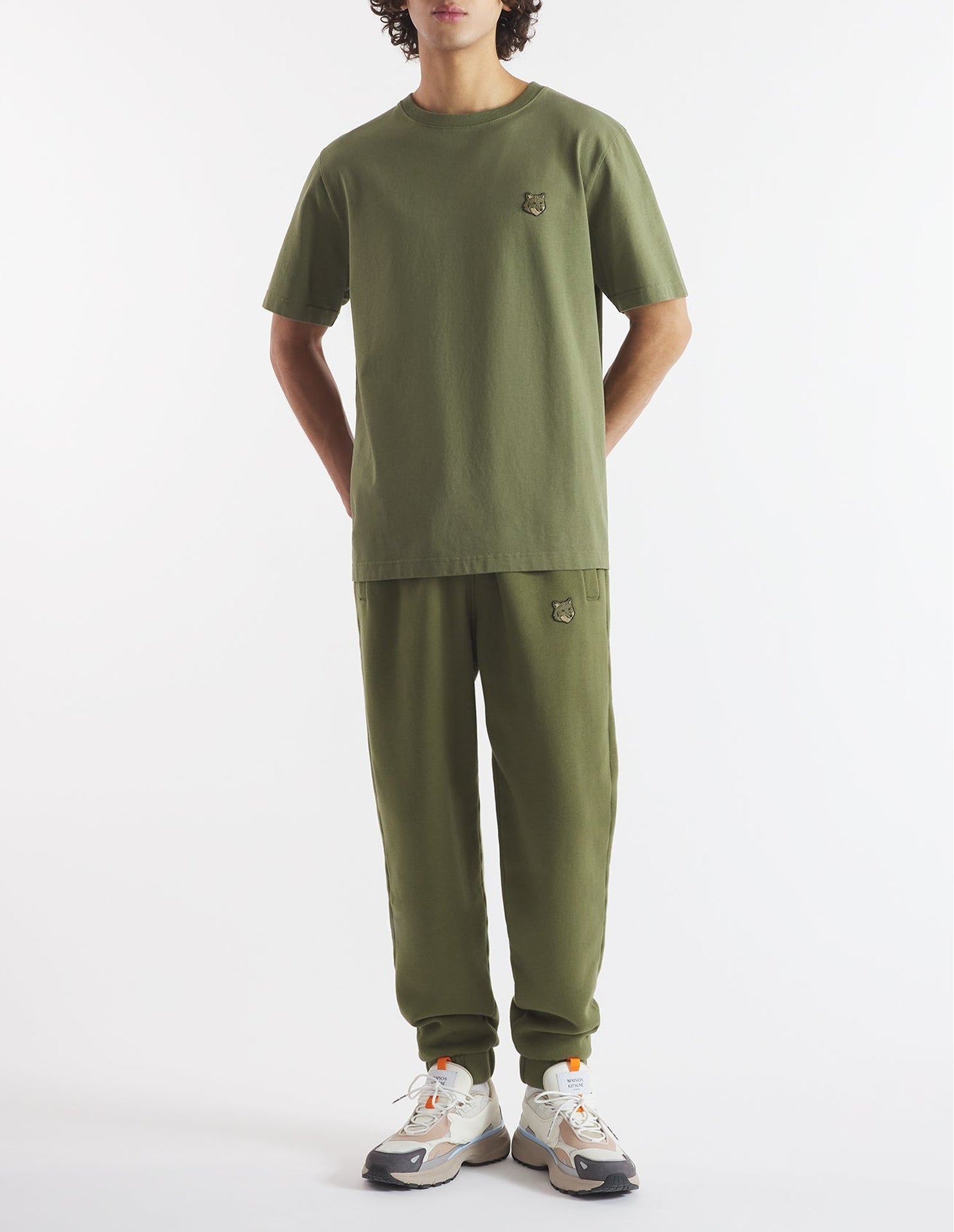 Bold Fox Head T-shirt with patch - Military Green