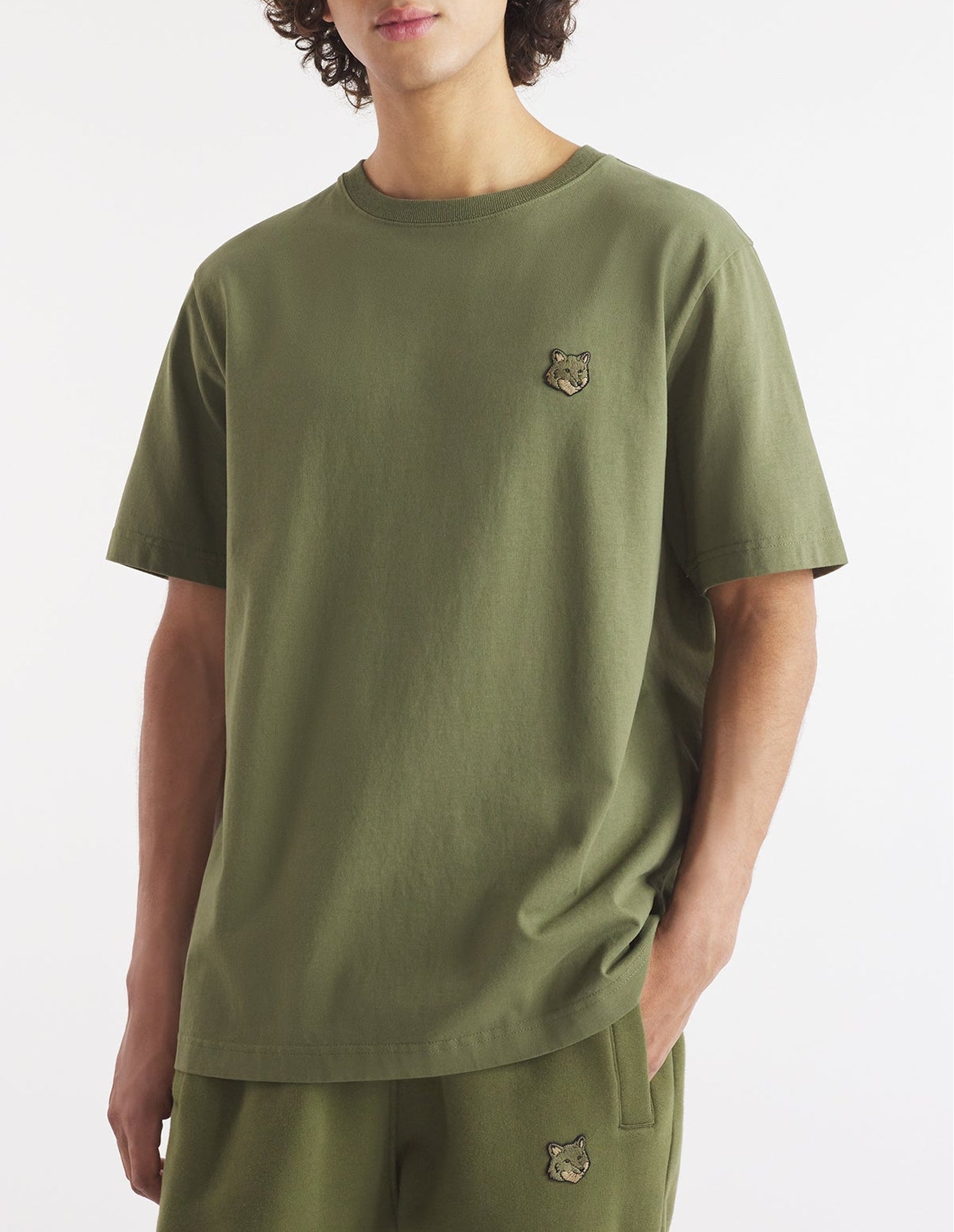 Bold Fox Head T-shirt with patch - Military Green