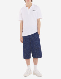 Short-sleeved polo shirt with embroidery - White & Black