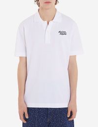 Short-sleeved polo shirt with embroidery - White & Black