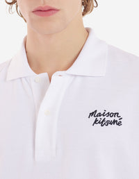 Short-sleeved polo shirt with embroidery - White & Black