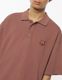 Oversized short-sleeved polo shirt with crest - Brunette