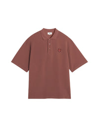Oversized short-sleeved polo shirt with crest - Brunette
