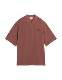 Oversized short-sleeved polo shirt with crest - Brunette