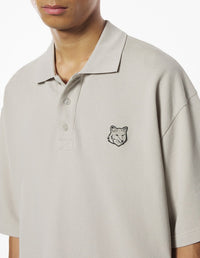Oversized polo shirt with badge - Truffle