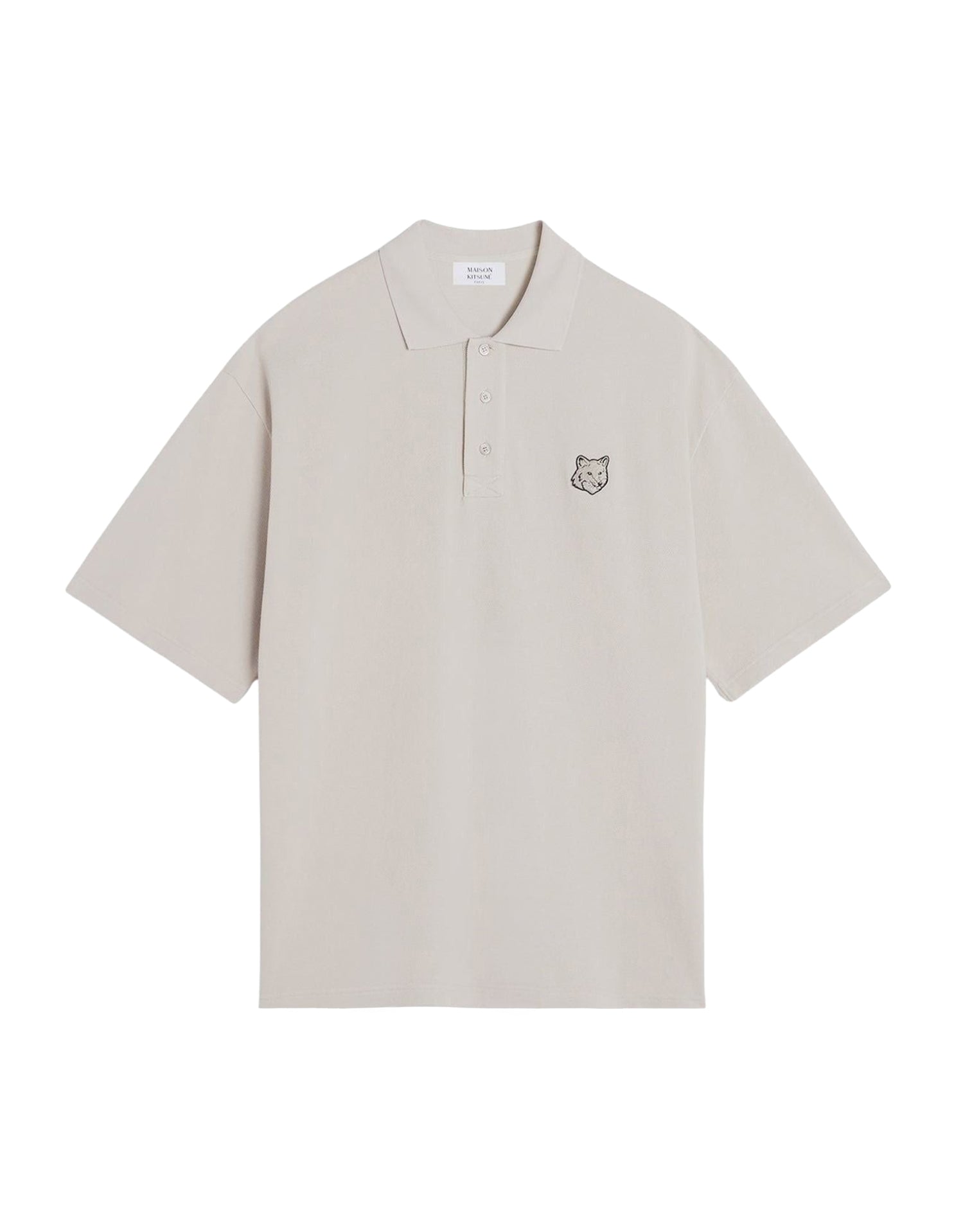Oversized polo shirt with badge - Truffle