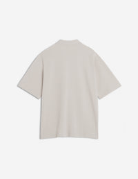 Oversized polo shirt with badge - Truffle