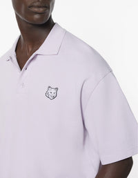 Oversized polo shirt with badge - Soft Mauve