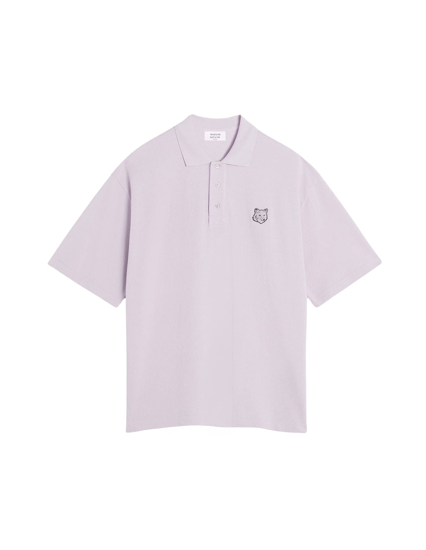 Oversized polo shirt with badge - Soft Mauve