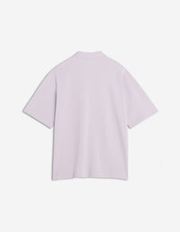 Oversized short-sleeved polo shirt with badge - Soft Mauve