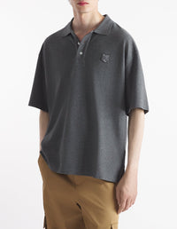 Polo à manches courtes coupe oversize avec écusson - Dark Grey Melange