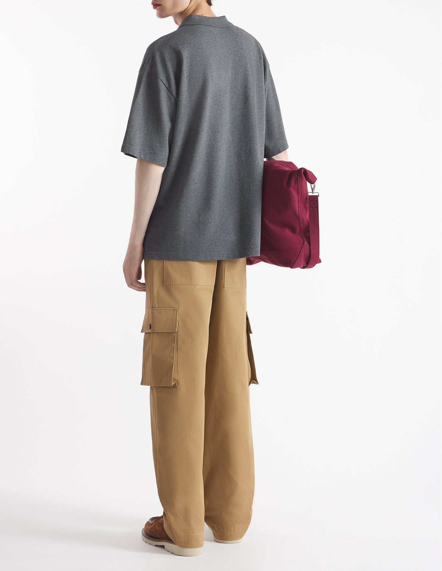 Polo à manches courtes coupe oversize avec écusson - Dark Grey Melange