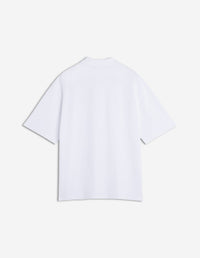 Oversized short-sleeved polo shirt with crest - White