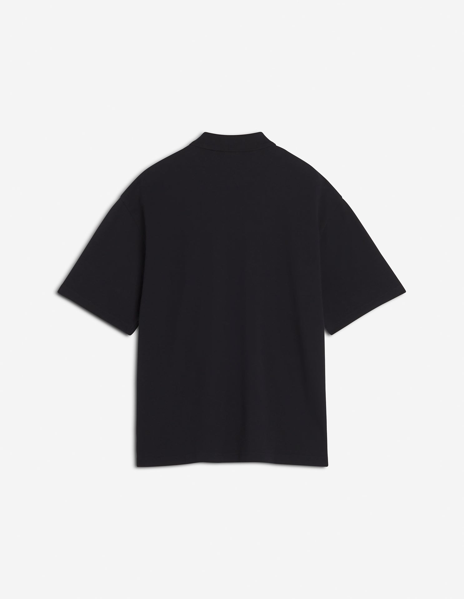 Oversized short-sleeved polo shirt with crest - Black