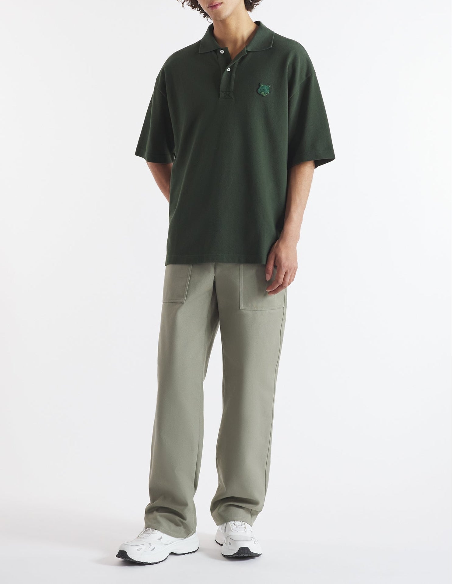 Polo à manches courtes coupe oversize avec écusson - Ranger Green