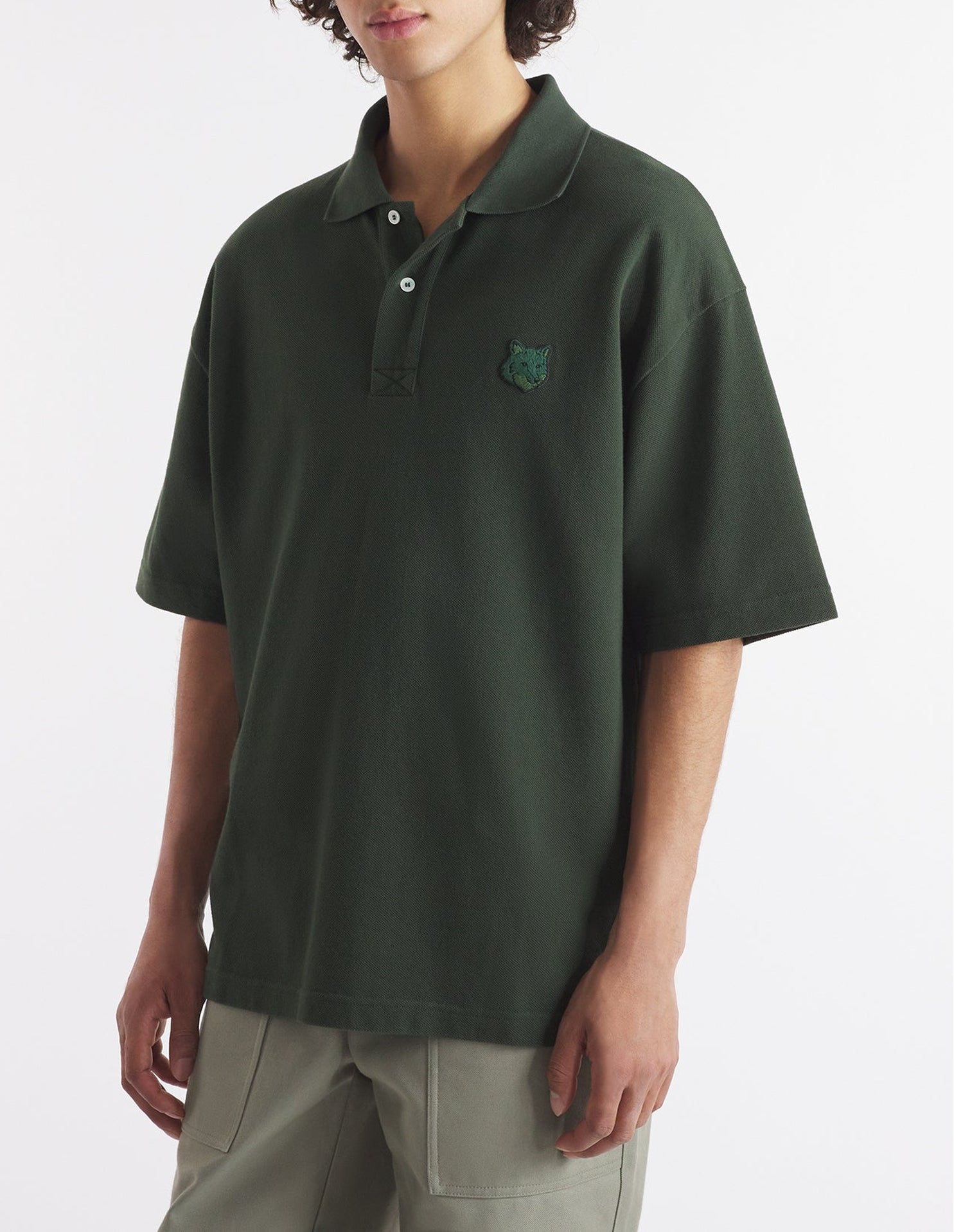 Polo à manches courtes coupe oversize avec écusson - Ranger Green