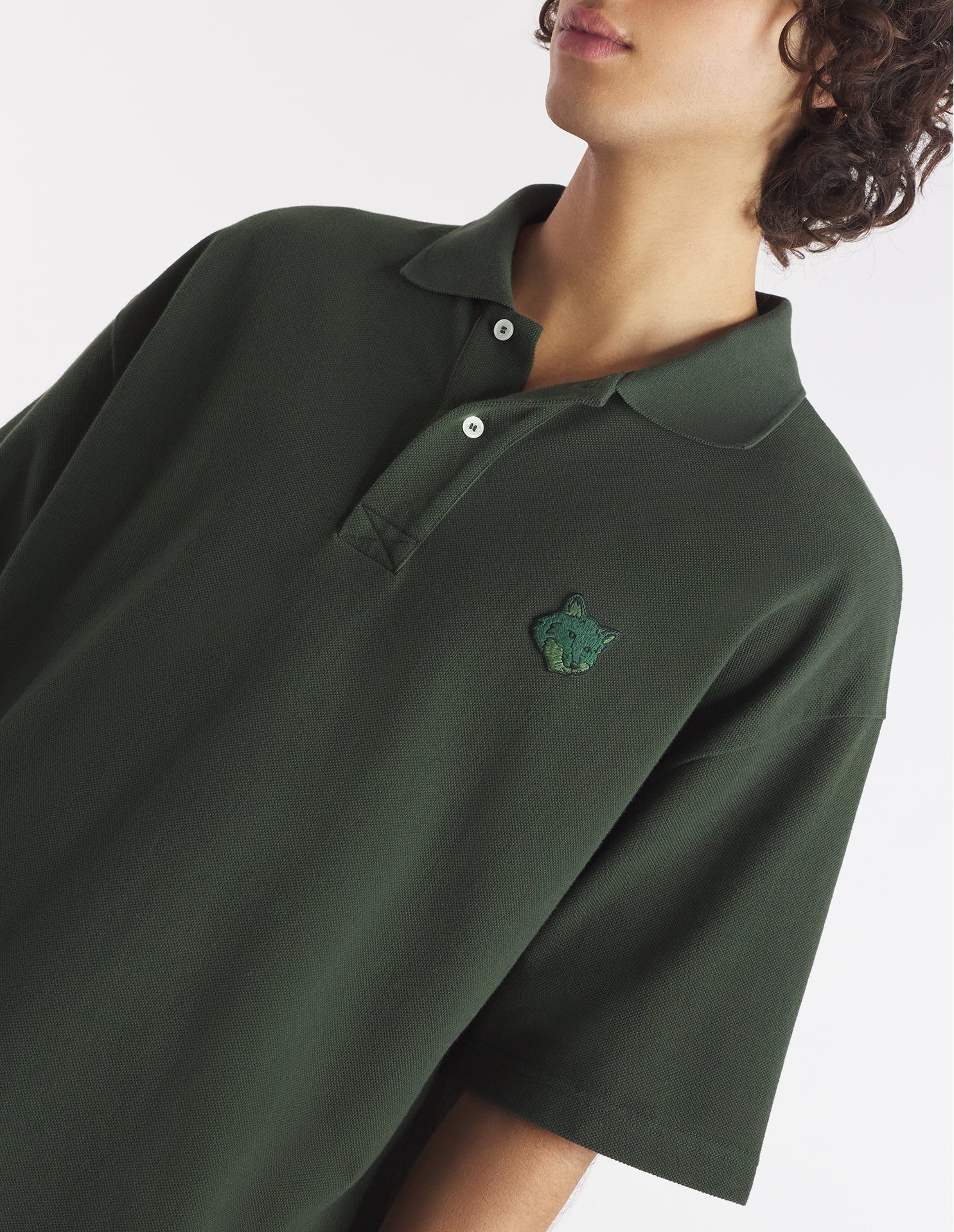 Polo à manches courtes coupe oversize avec écusson - Ranger Green