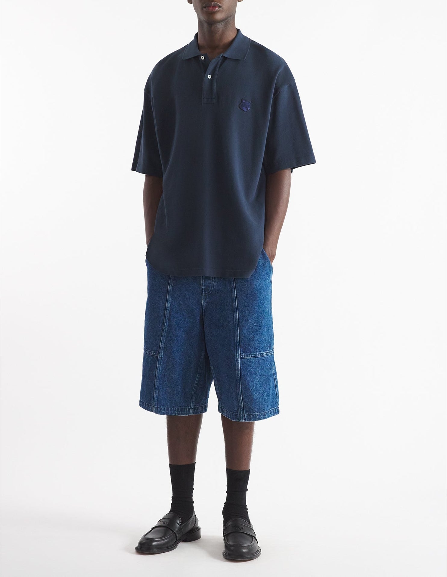 Polo à manches courtes coupe oversize avec écusson - Deep Navy