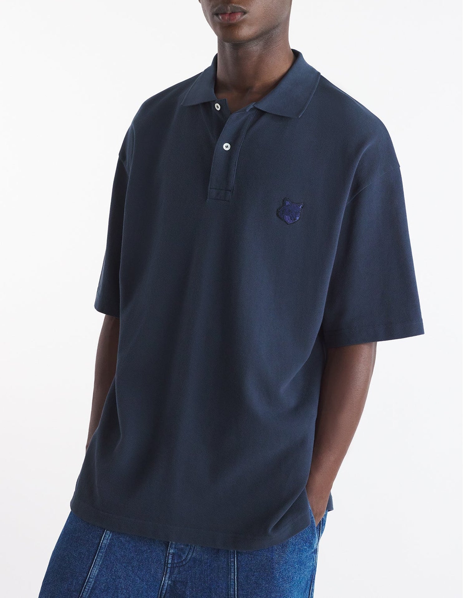 Polo à manches courtes coupe oversize avec écusson - Deep Navy