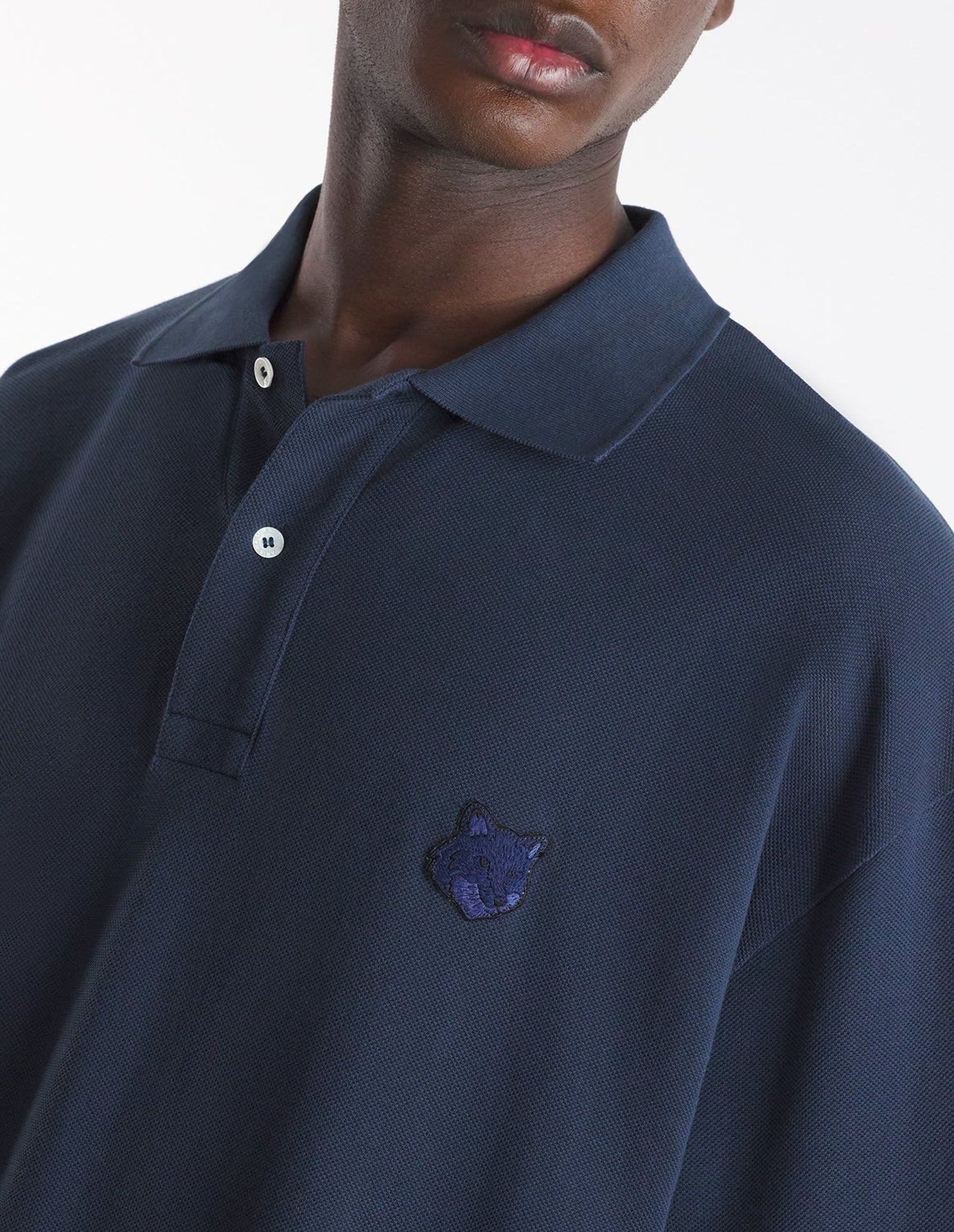 Polo à manches courtes coupe oversize avec écusson - Deep Navy