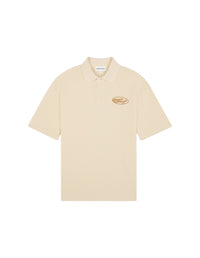 Short-sleeved oversized honeycomb polo shirt - Wheat