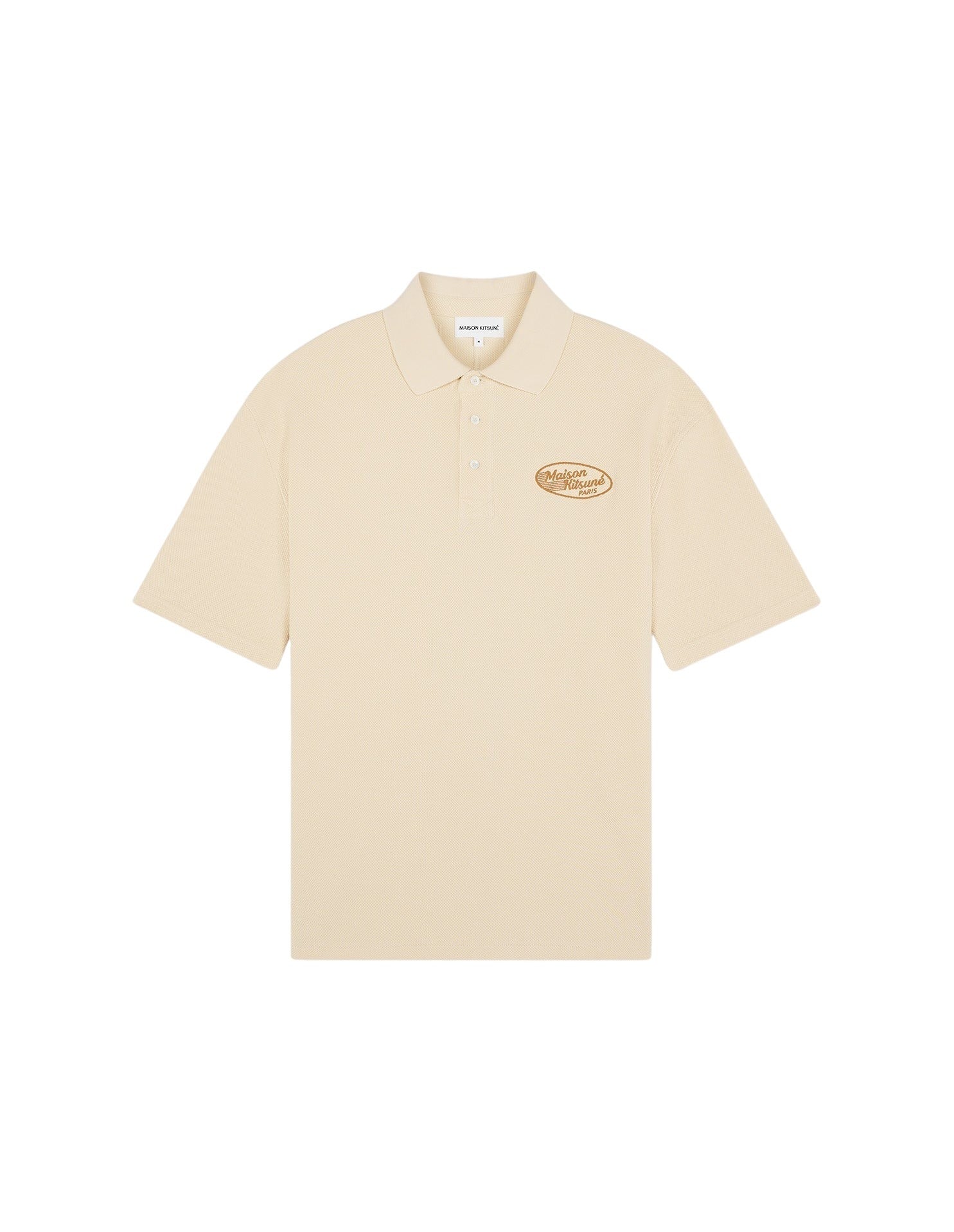 Short-sleeved oversized honeycomb polo shirt - Wheat