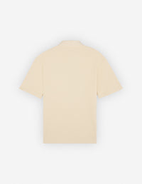 Short-sleeved oversized honeycomb polo shirt - Wheat